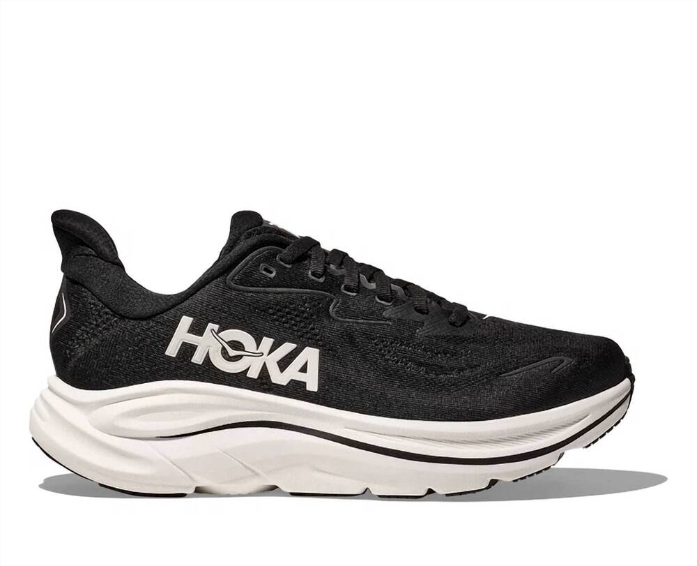 NEW HOKA men's clifton 10 running shoes - extra wide in black/white